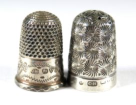 Two Hallmarked Chester hallmarked Charles Horner Thimbles approx 1913. see photos.