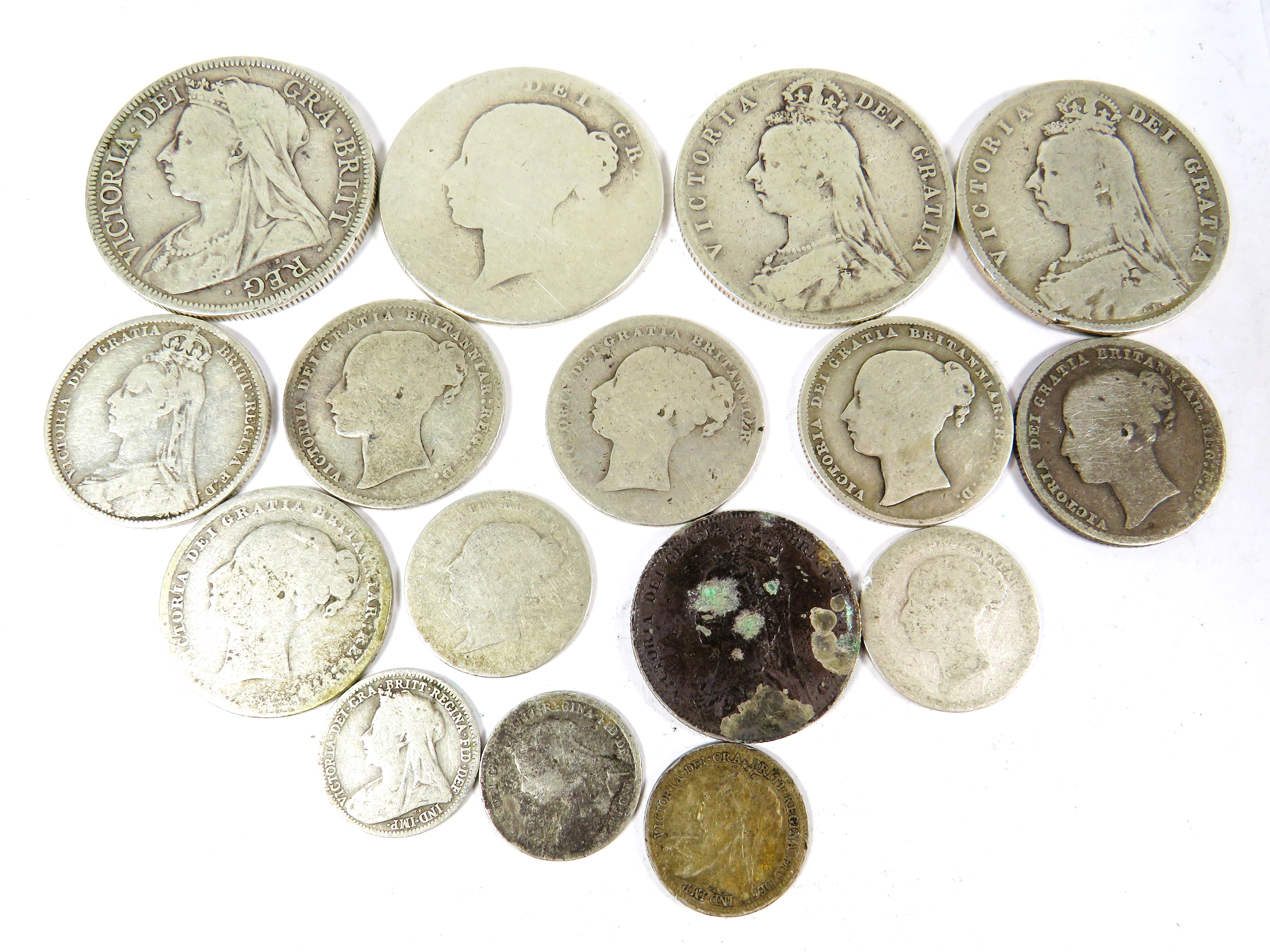 Approx 98g of Victorian UK Silver coins.  See photos. 