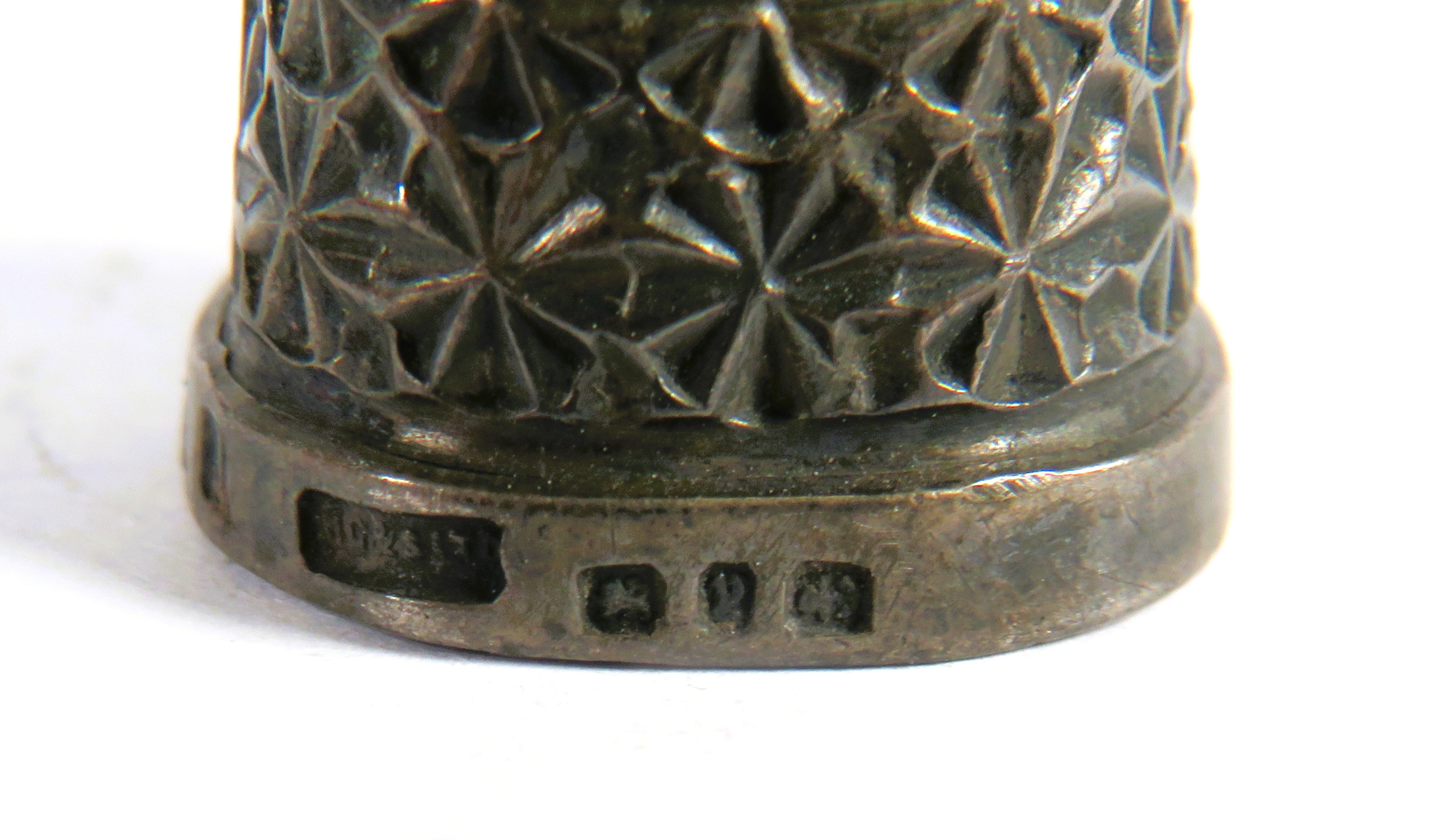 Hallmarked Silver Thimble with 925 Silver Thimble case with hinged lid and thimble mount within.  To - Image 4 of 4