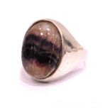 Blue John ring set in Heavy Sterling silver mount. Finger size 'V-5'    6.9g