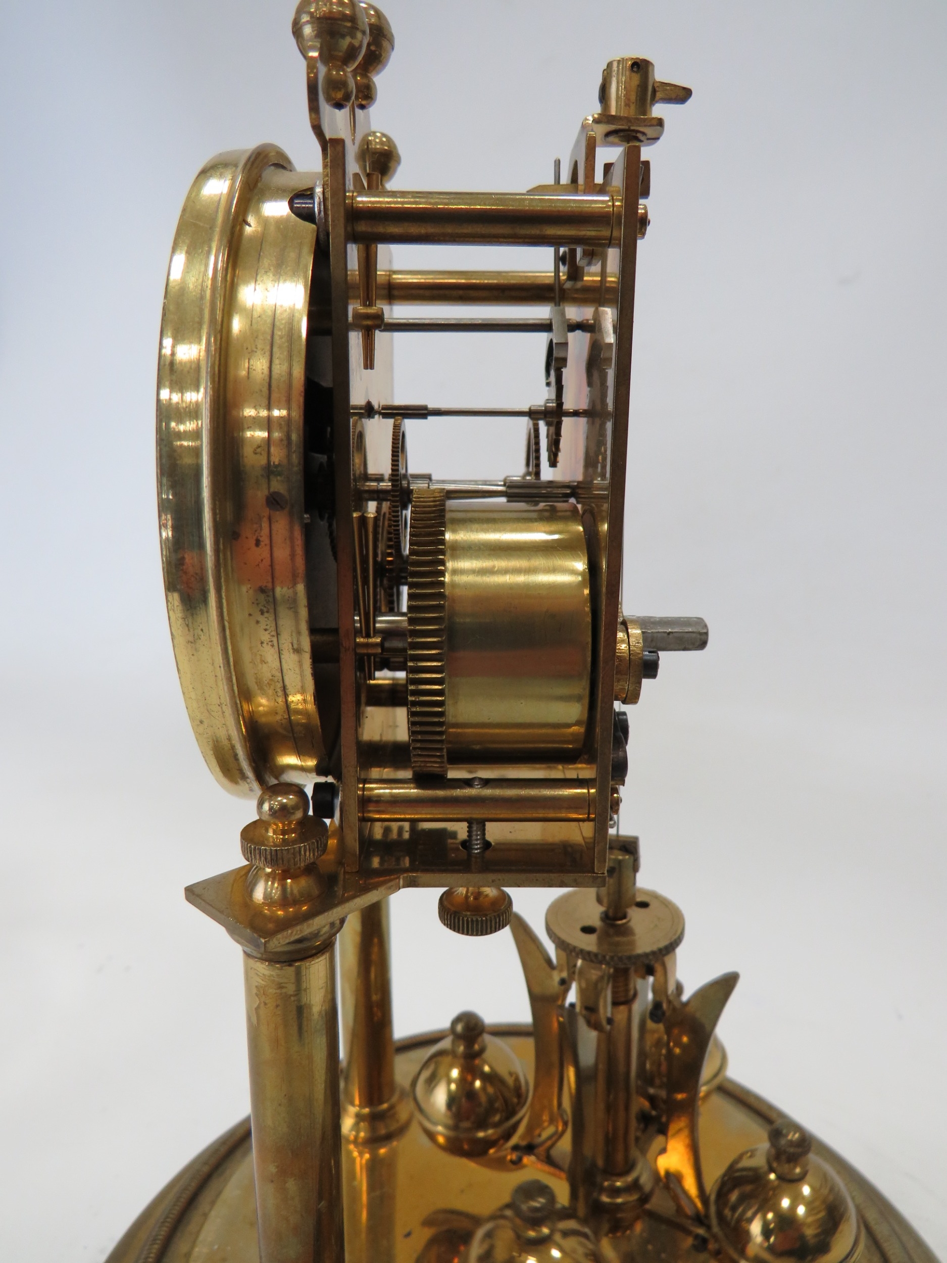 Brass Based Anniversary clock under a Glass Dome which measures approx 11 inches tall. Running order - Image 4 of 4