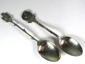 Two Interesting collectable Silver teaspoons. Total weight 21.9g. See photos.