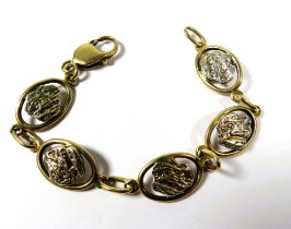 9ct Yellow Gold Bracelet with Nugget shaped decoration to the oval links