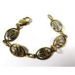 9ct Yellow Gold Bracelet with Nugget shaped decoration to the oval links