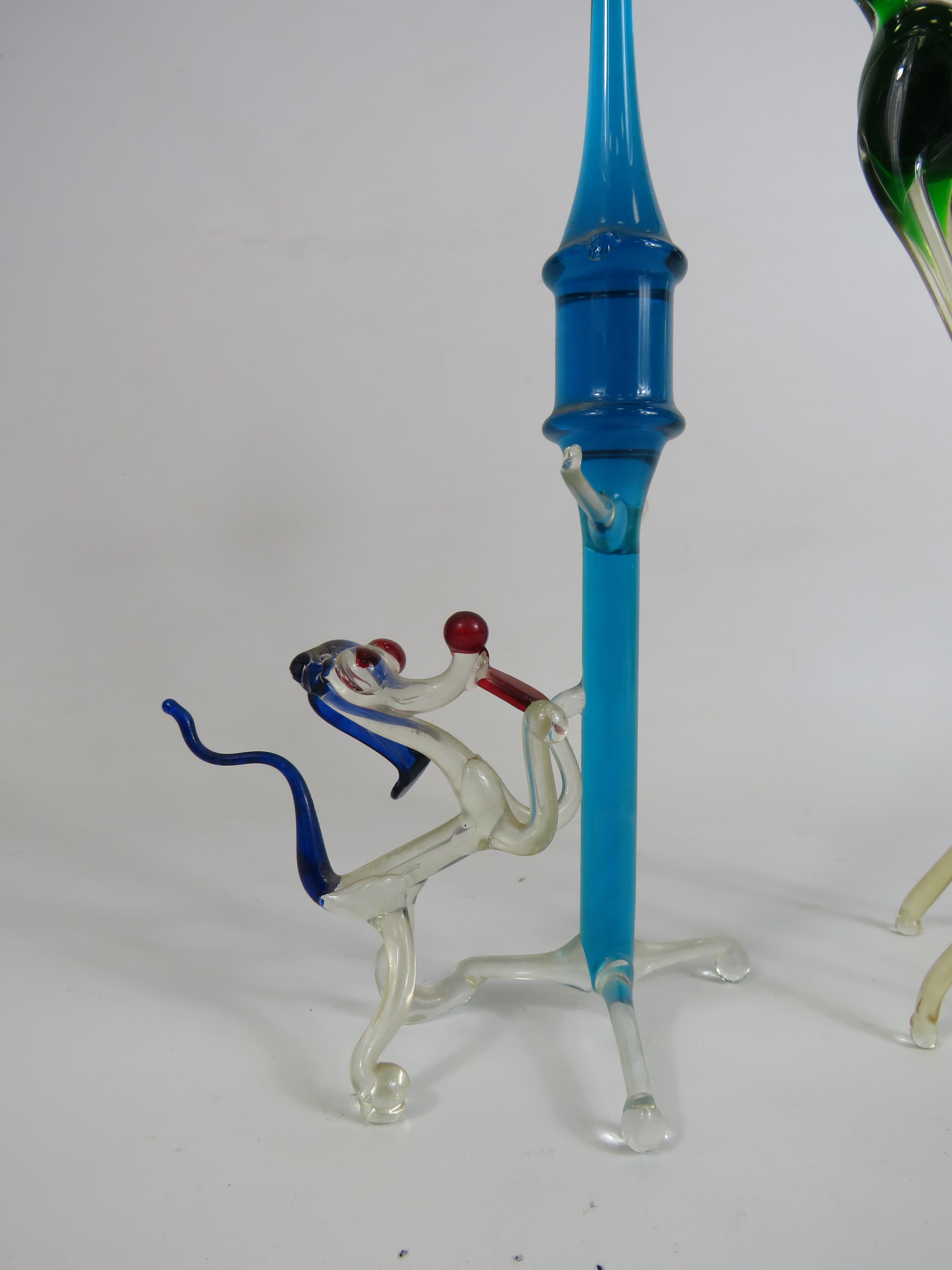 Two large art glass figures filled with liquid, the tallest stands 29cm. - Image 2 of 3