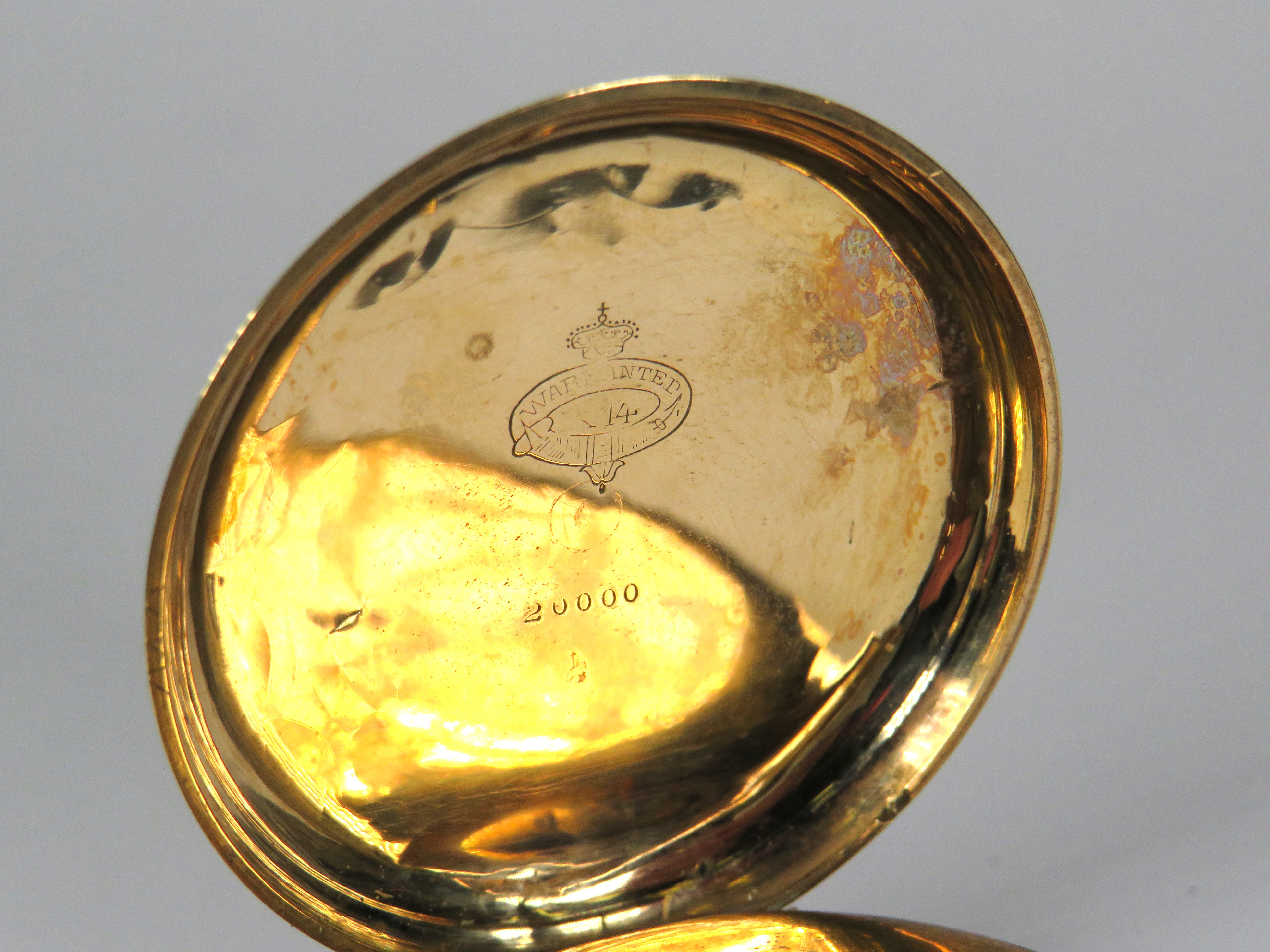14ct Yellow Gold Bodied Pocket watch with Gold tone back and front. Comes with two keys, intermitten - Bild 4 aus 6