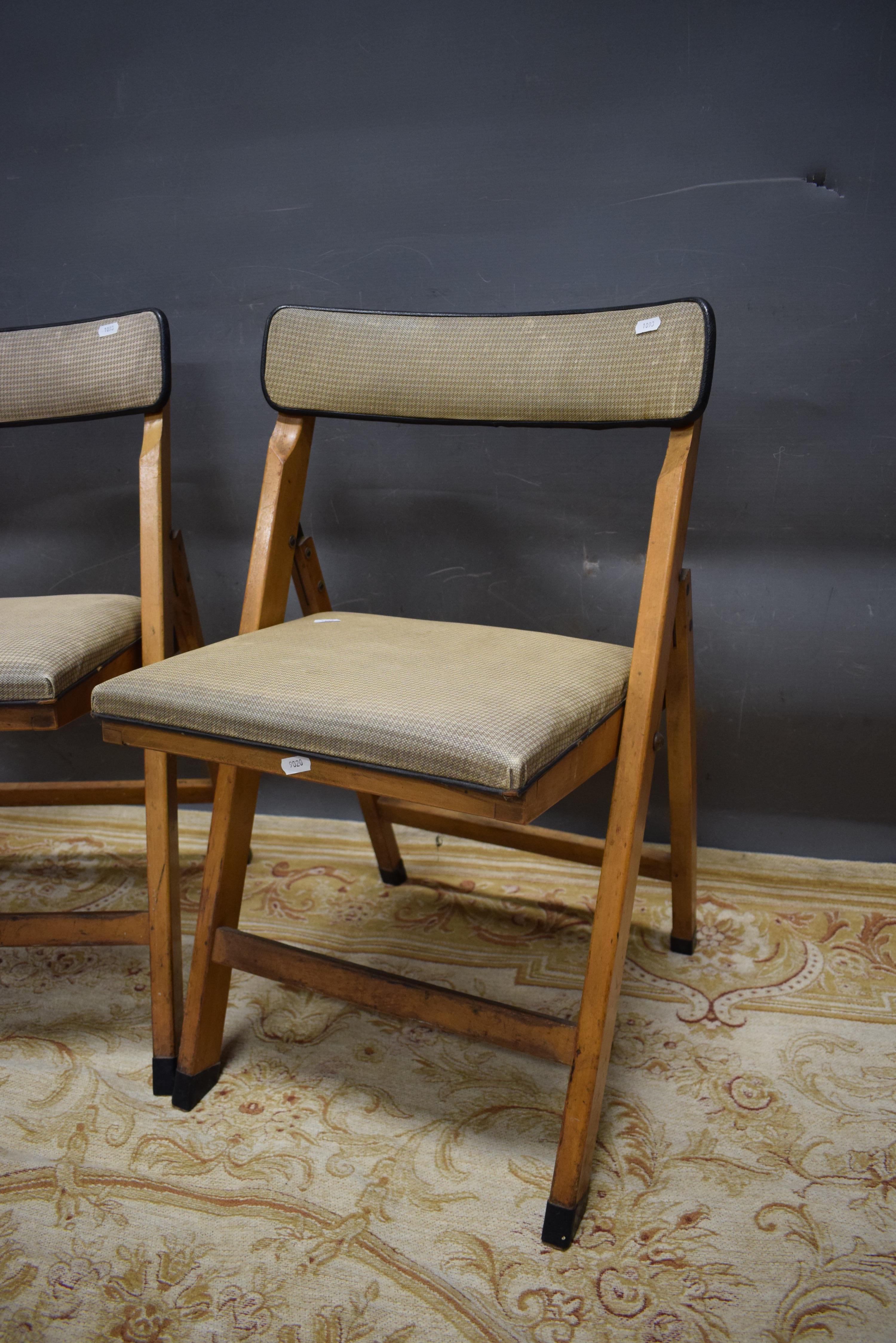 Pair of Stylish 1930's Era Folding chairs with padded top and back support. See photos.  - Image 3 of 5