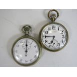 Gents Vintage WWII Era Military Issued Pocket / Stop Watches Hand-wind x 2     2114624