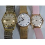 Gents Vintage Gold Tone Wristwatches Hand-wind WORKING Inc. ORIS Etc. x 3      406345