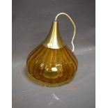 Amber coloured mid century pendant lamp in a gourd shape. .see photos. 