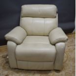 Leather electric reclining chair with controls built in to the arm, in working condition
