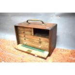 Engineers tool box with handle, front cover etch. Well made item which measures approx 11 inches tal