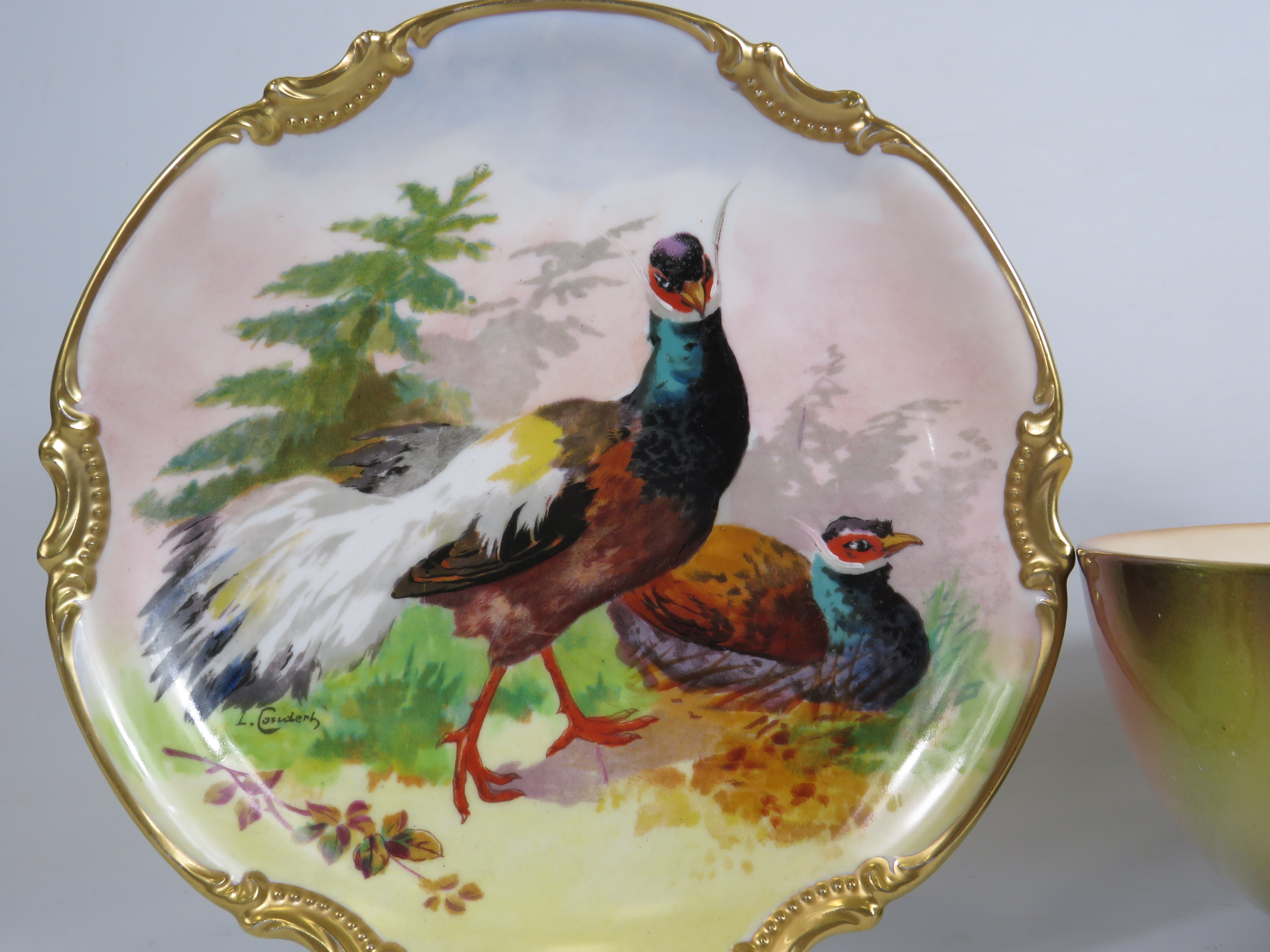 Transfer printed Limoges plate decorated with pheasants and a German transfer print bowl decorated - Image 2 of 5