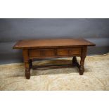 Coffee or Low Table made from Oak with twin drawers under.  See photos. 