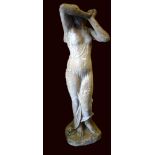 Large Recon stone semi clad lady garden ornament.  Measures approx 46 inches tall. VERY HEAVY ITEM N