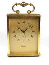 Swiss made Swiza mechanical Carriage clock alarm. Brushed brass case. Running order approx 4 inches