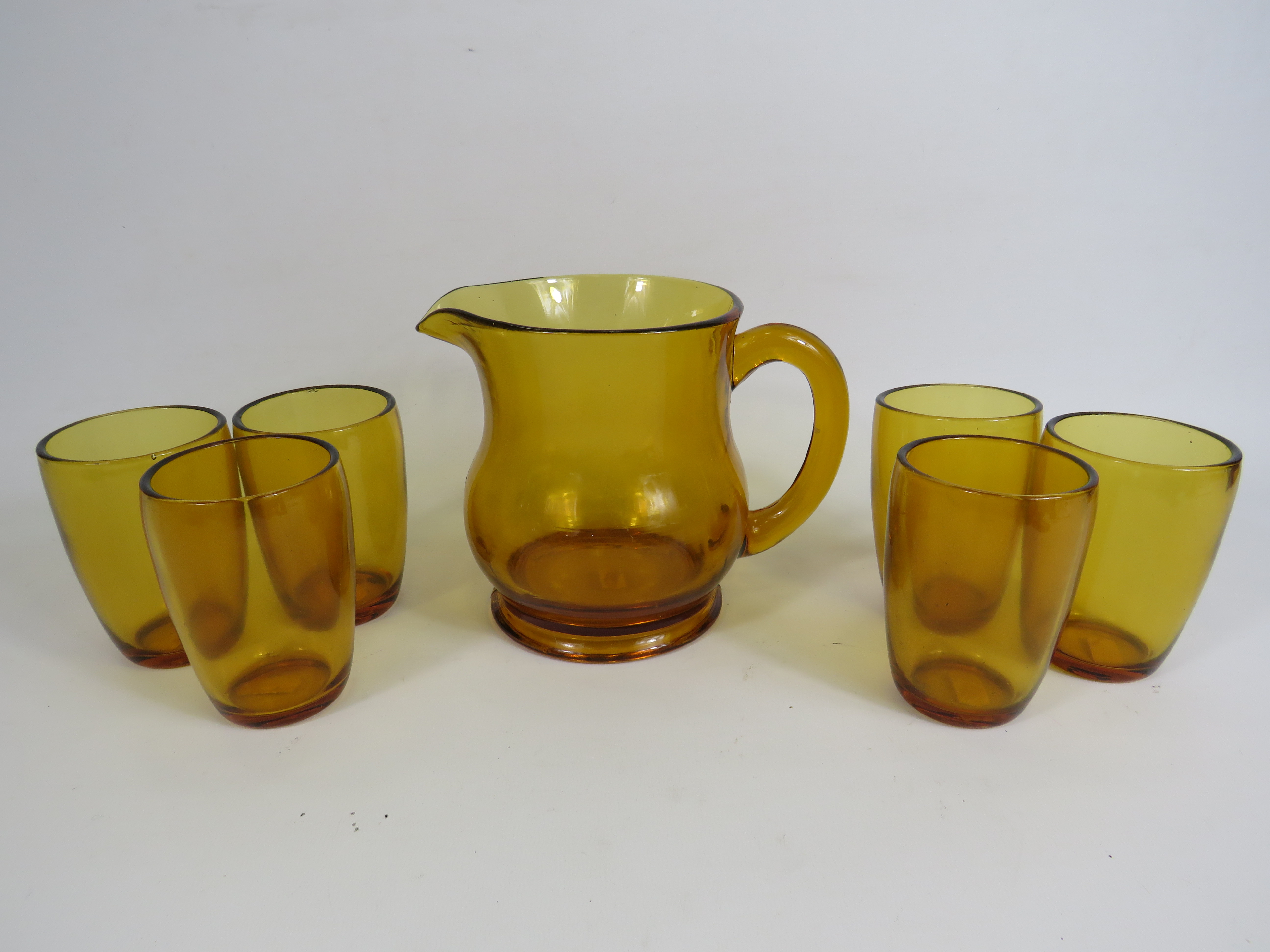 Vintage amber glass lemonade set consisting of a jug and Six glasses. - Bild 2 aus 2