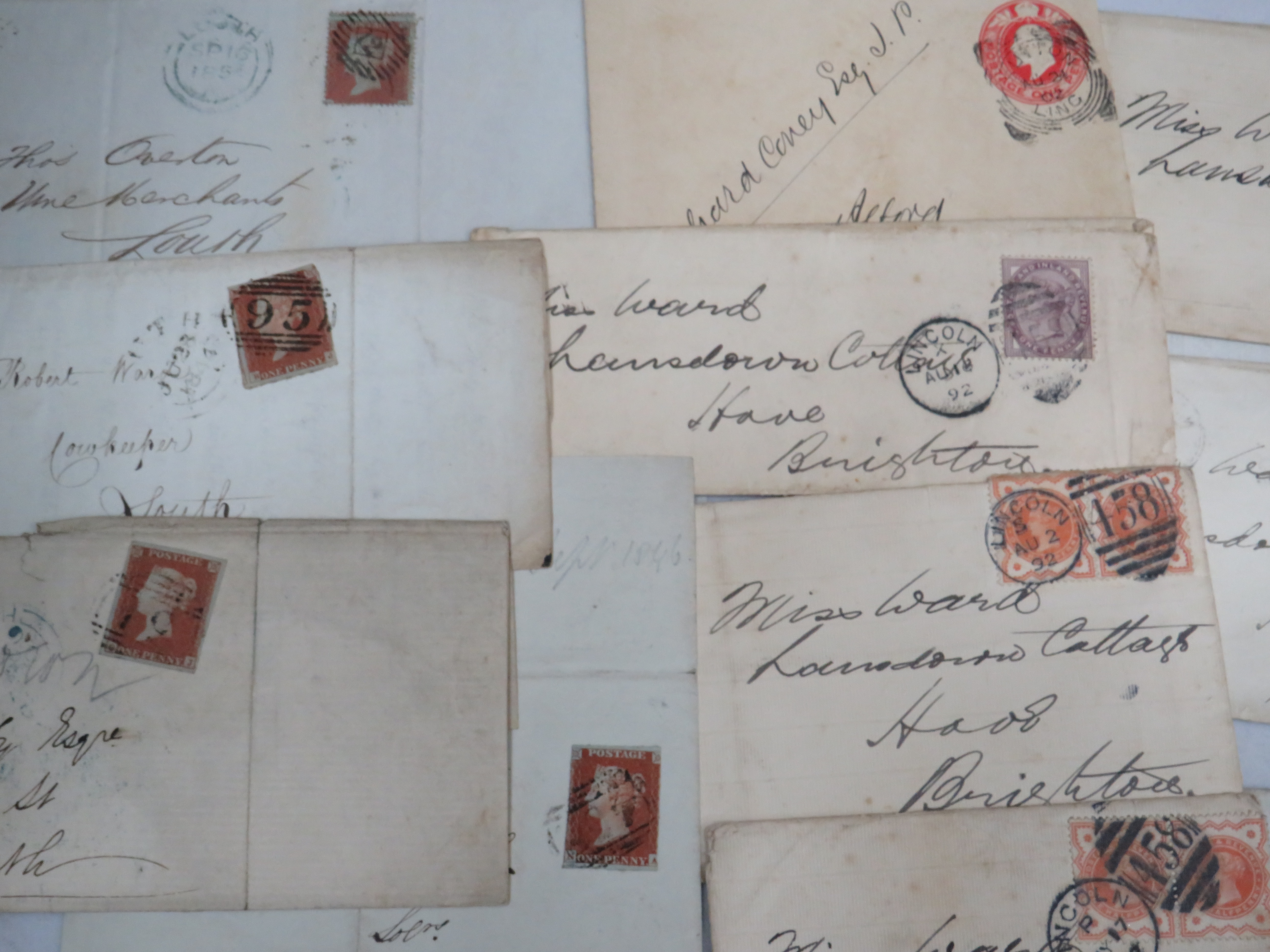 Very Interesting Victorian Letters & Documents with Victorian stamps affixed such as Twopenny Blues, - Image 4 of 5