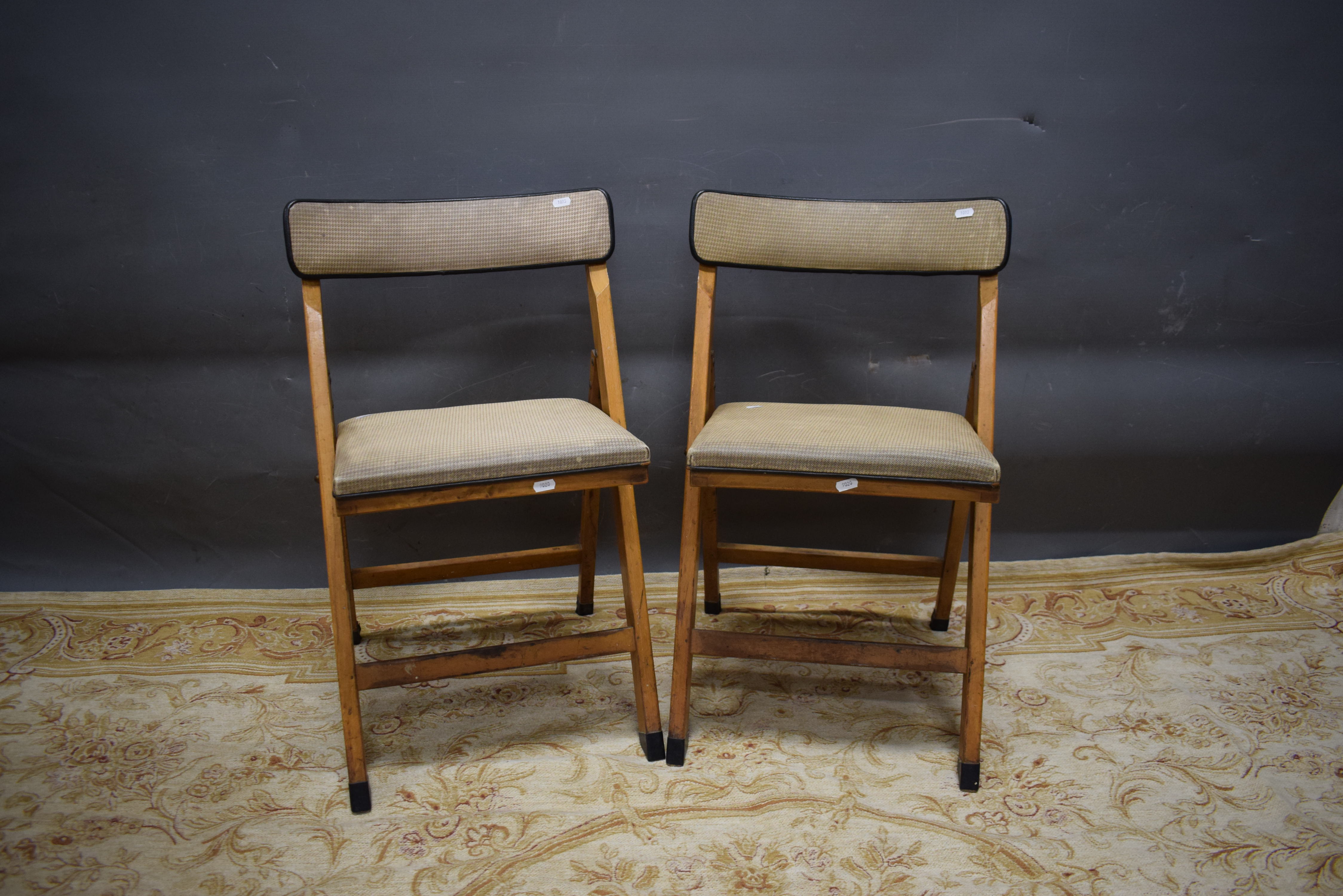 Pair of Stylish 1930's Era Folding chairs with padded top and back support. See photos. 