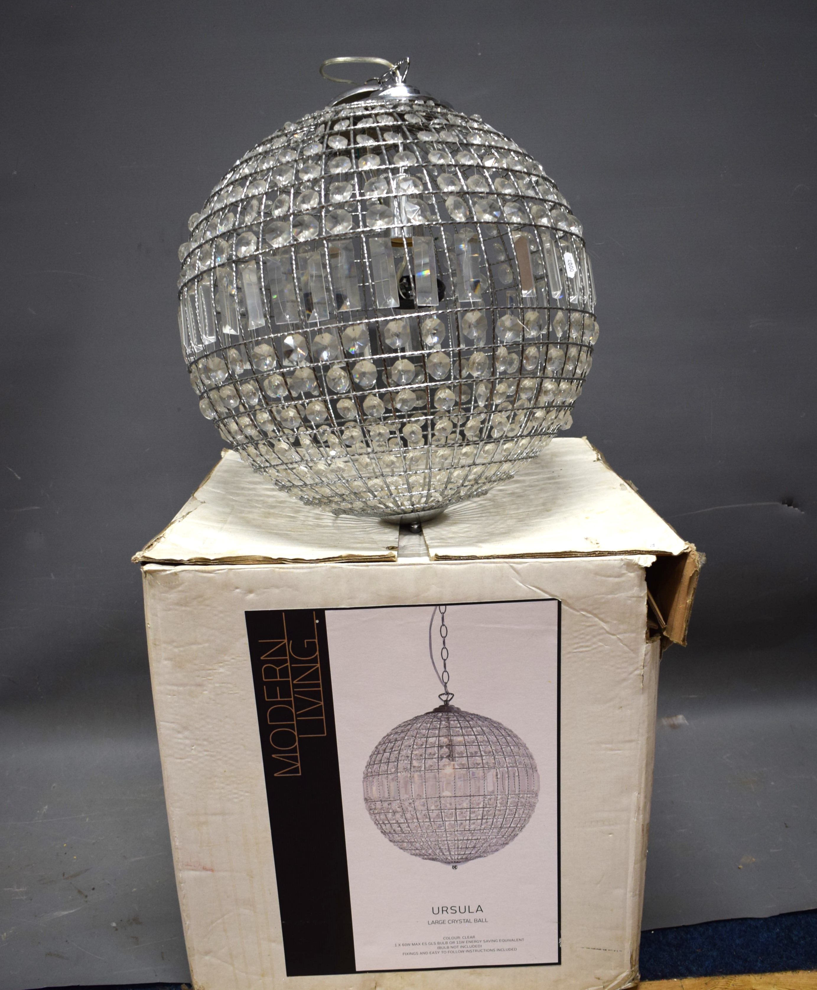 Modern Lighting by Ursula large crystal ball. One boxed and apparently as new. See photos. 