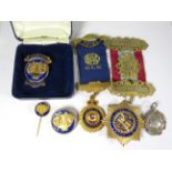 Selection of Freemason's Lodge badges plus a Sterling Silver Drama medal. See photos. 