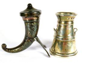 Interesting Pair of Silver pepperettes. One shaped as a Milk Urn and Hallmarked for Birmingham 1881