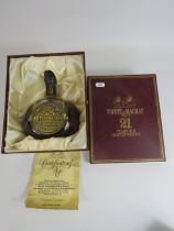 Rare bottle of Whyte and Mackay 21 year old scotch whiskey with certificate and box.