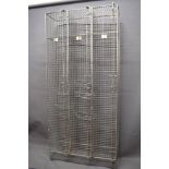  Bank of Three industrial type metal lockers H:77 x W:35.5 x D:12.5 inches .  See photos. 