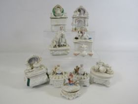 Nine vintage continental lidded trinkets, the tallest measures 10.5cm.