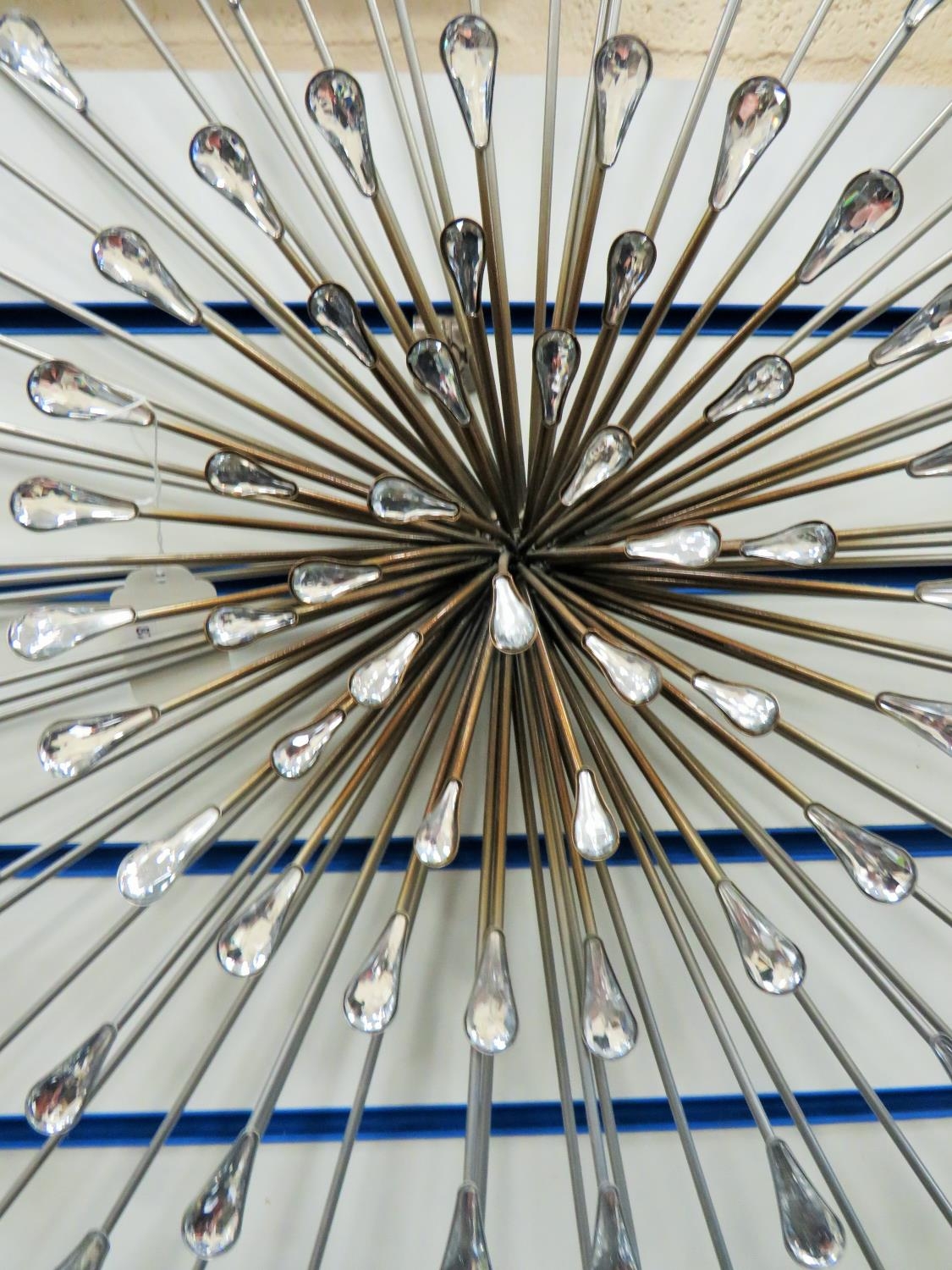 Lovely Retro Metal and Glass Starburst wall art. Approx 30 inches in diameter. See photos. - Image 2 of 2