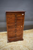 Collectors cabinet with ten drawers. H:32 x W:18 x D:16 Inches. See photos. S2