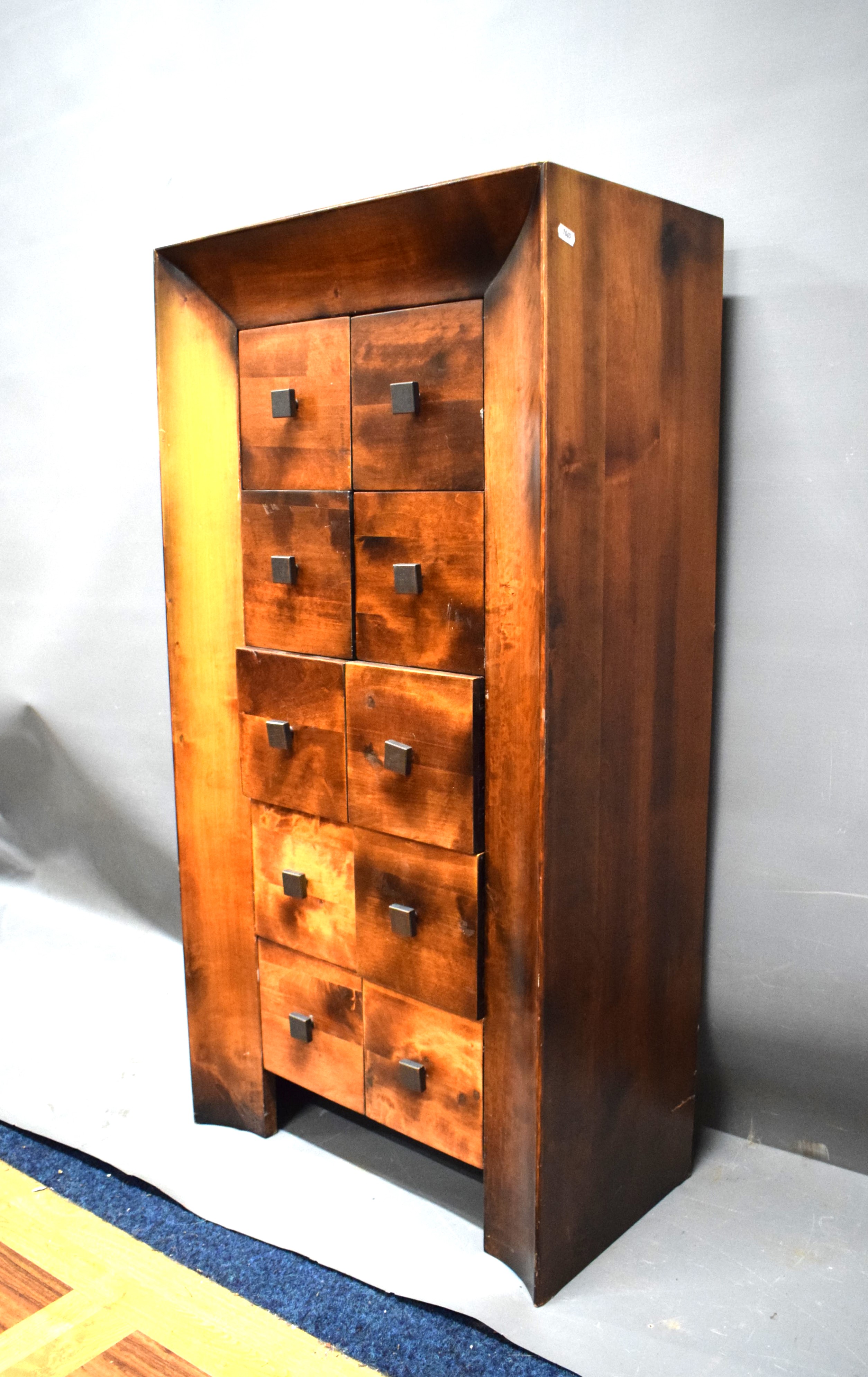Unusual and Heavy Block of drawers with concave front.  Ten Block Drawers, Indonesian Made.   H:43 x