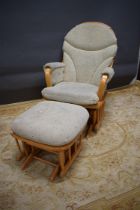 Modern American Rocker with matching rocking stool. Would benefit from clean. See photos. S2
