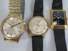 Gents Vintage Gold Tone Wristwatches Hand-wind WORKING Inc. Rotary Etc. x 3      406369