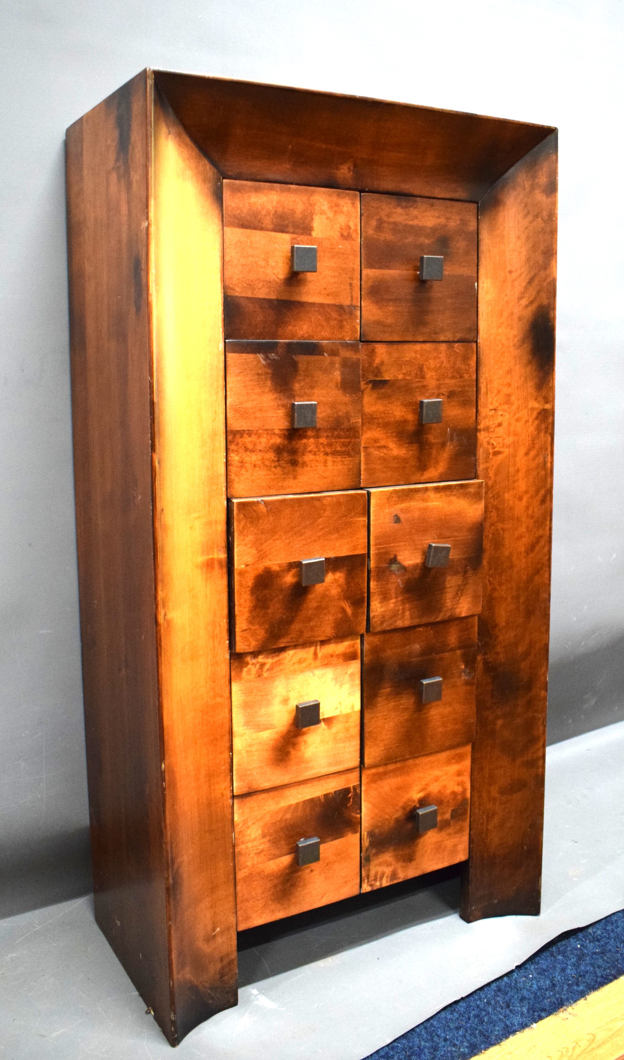 Unusual and Heavy Block of drawers with concave front.  Ten Block Drawers, Indonesian Made.   H:43 x - Image 2 of 3