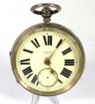Vintage Silver cased Pocket watch Enamel face. Chester hallmark made by H Stone of Leeds, Fusee move