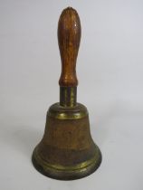 Vintage brass hand bell, 24cm tall.