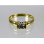 18ct Yellow Gold Diamond Solitaire Ring. Diamond measures approx 3.5mm .  Finger size L-5 to M     3