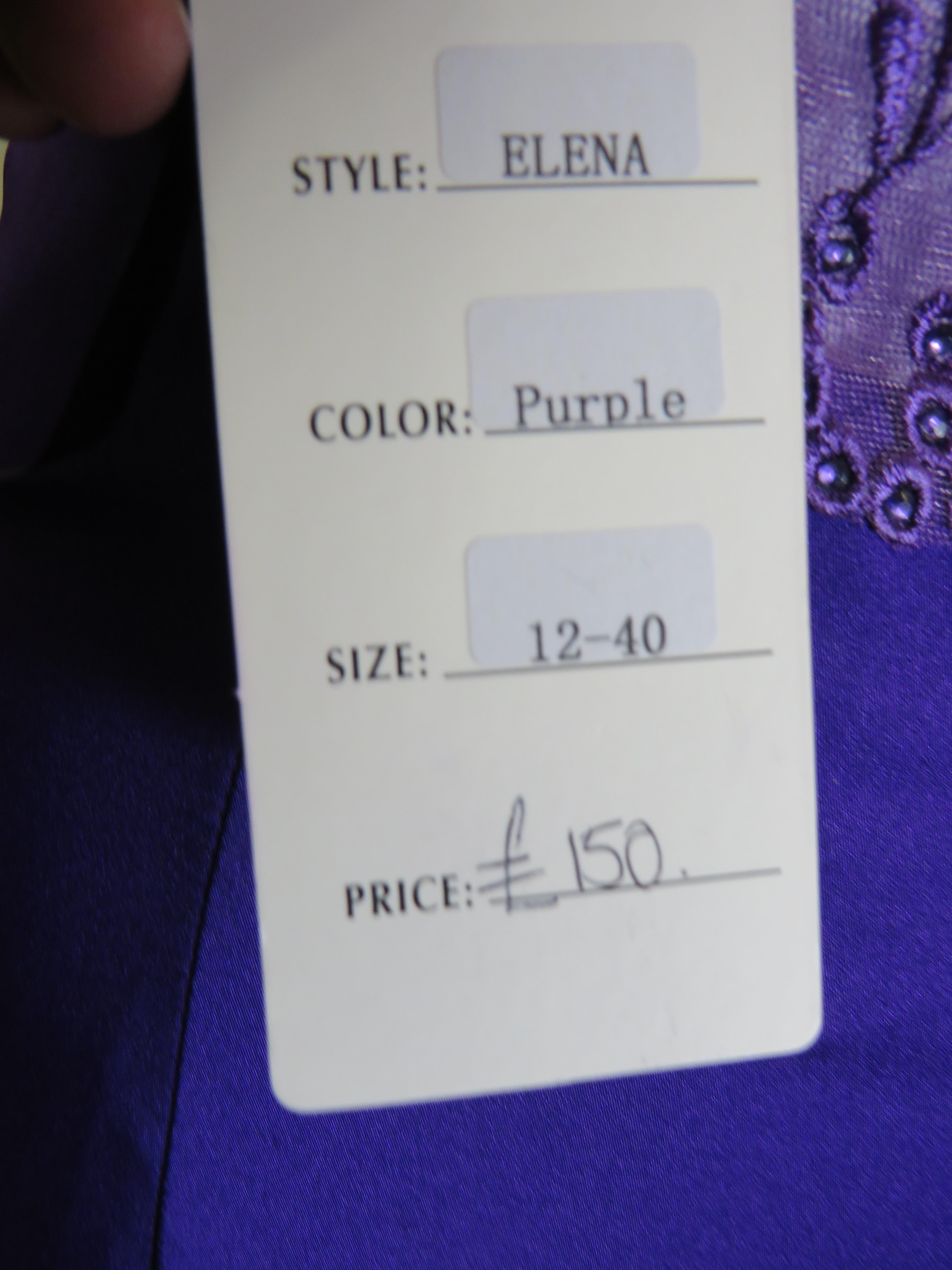 As New and unused Prom Dress or Ball Gown by Crystal Breeze in Purple. Side zip. UK size 14.  See ph - Image 6 of 6
