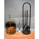 Modern companion set, Fire irons, Brass coal scuttle. See photos.  S2