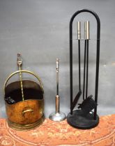 Modern companion set, Fire irons, Brass coal scuttle. See photos. S2