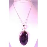 Blue John pendant set in a thick 925 silver mount hung on an 18 inch Silver chain.. Pendant Measures