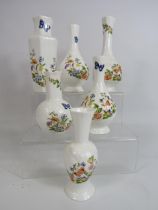 6 Anysley Cottage Garden vases, the tallest stands 17cm.