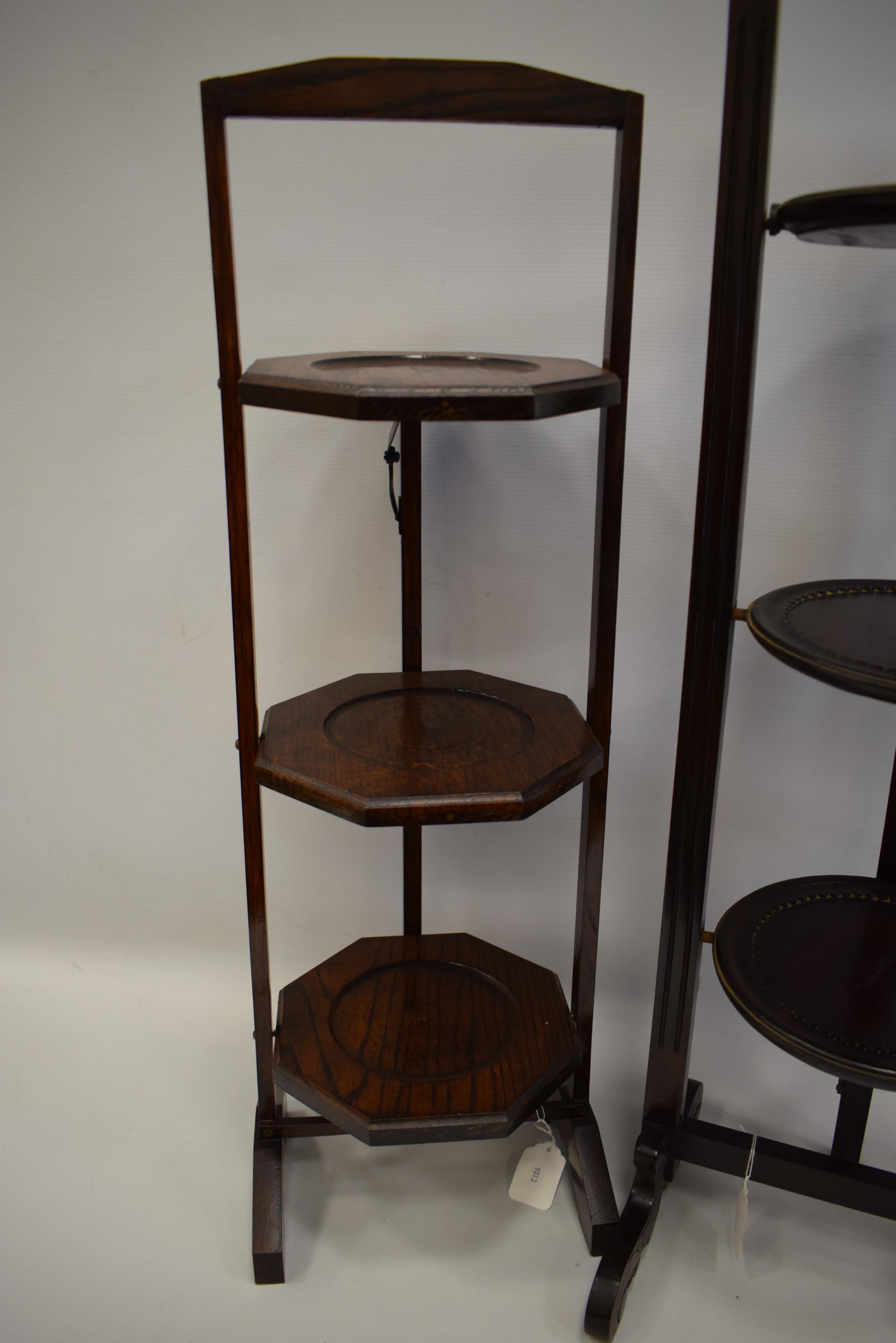 Two Early 20th Century folding wooden cake stands.  Approx 38 inches tall. See photos.  S2 - Image 3 of 3