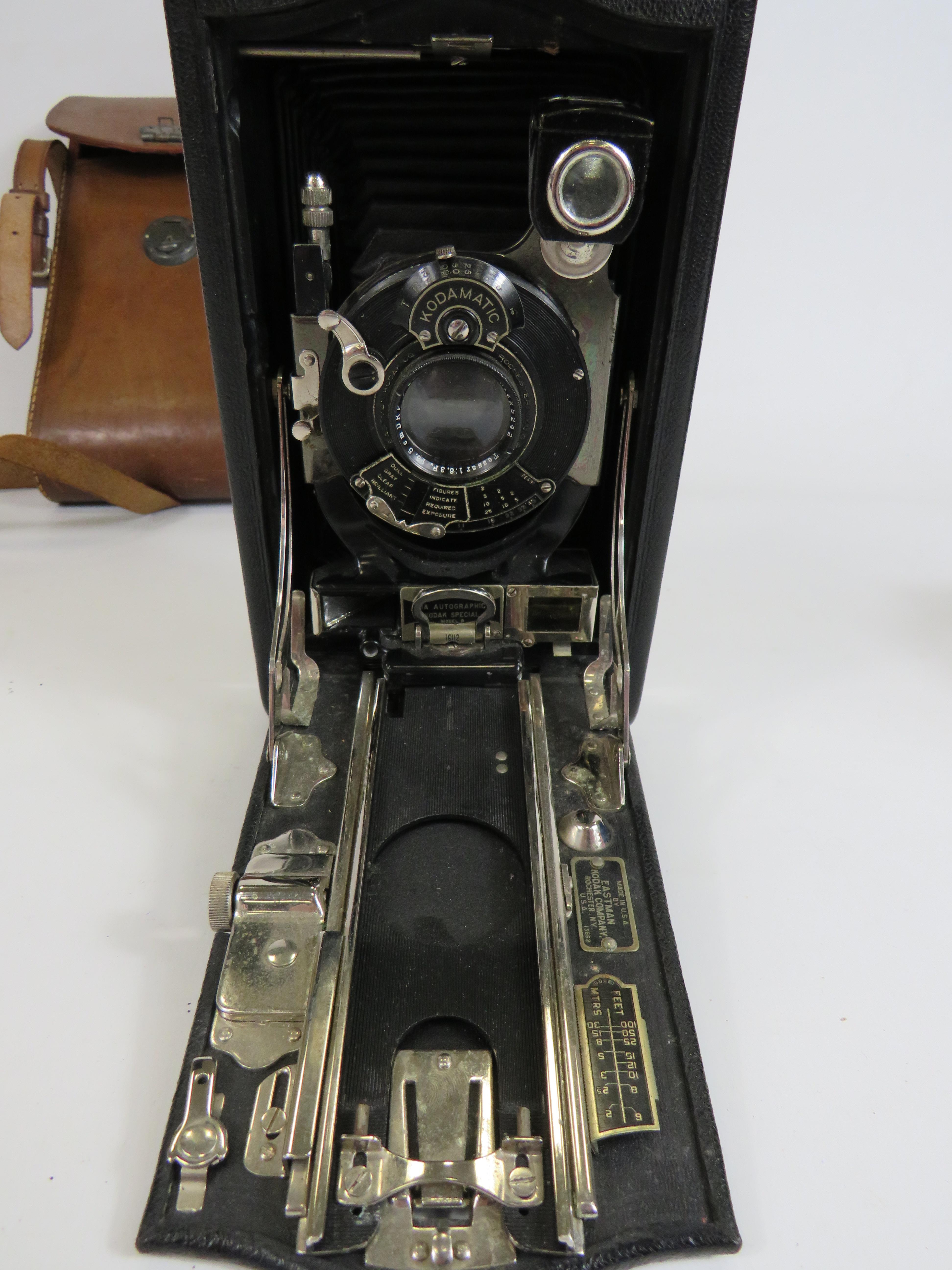 Vintage Autographic Kodak Special Camera with original Brown Leather case.  See photos.  - Image 2 of 6
