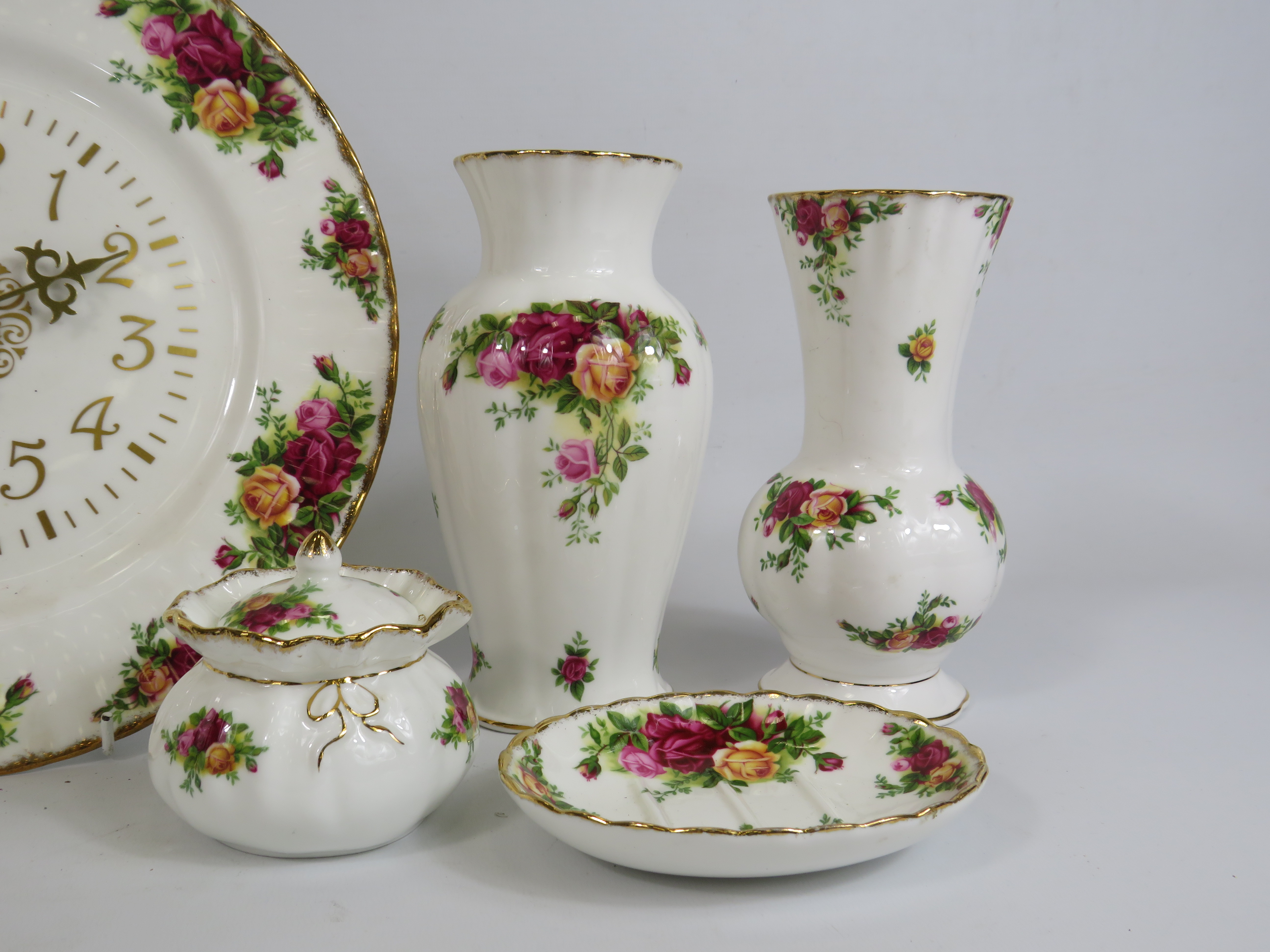 Selection of Royal Albert old country roses including candlesticks, clock etc. - Image 3 of 4