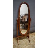 Oval cheval Mirror.  H:59 inches. See photo