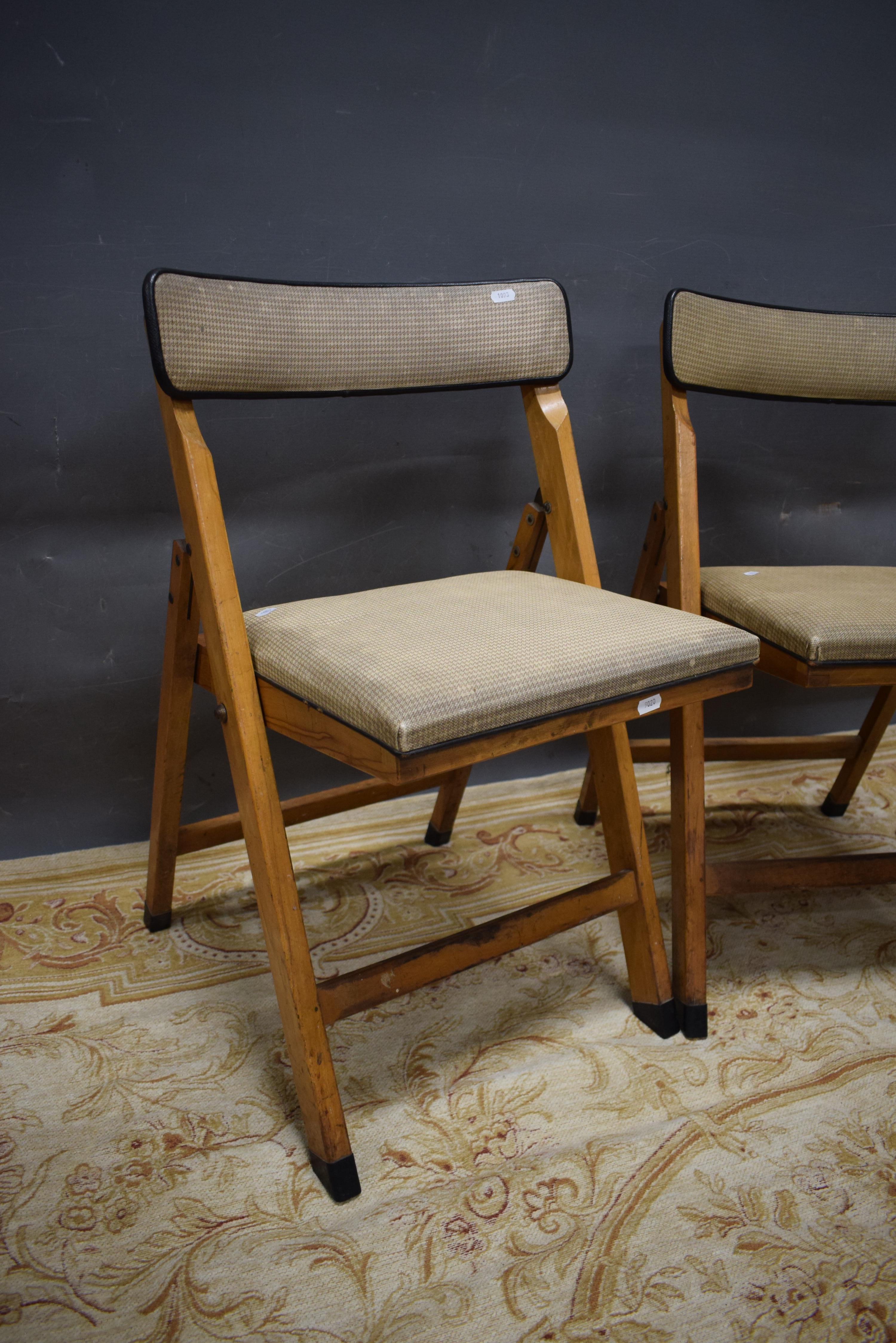 Pair of Stylish 1930's Era Folding chairs with padded top and back support. See photos.  - Image 2 of 5