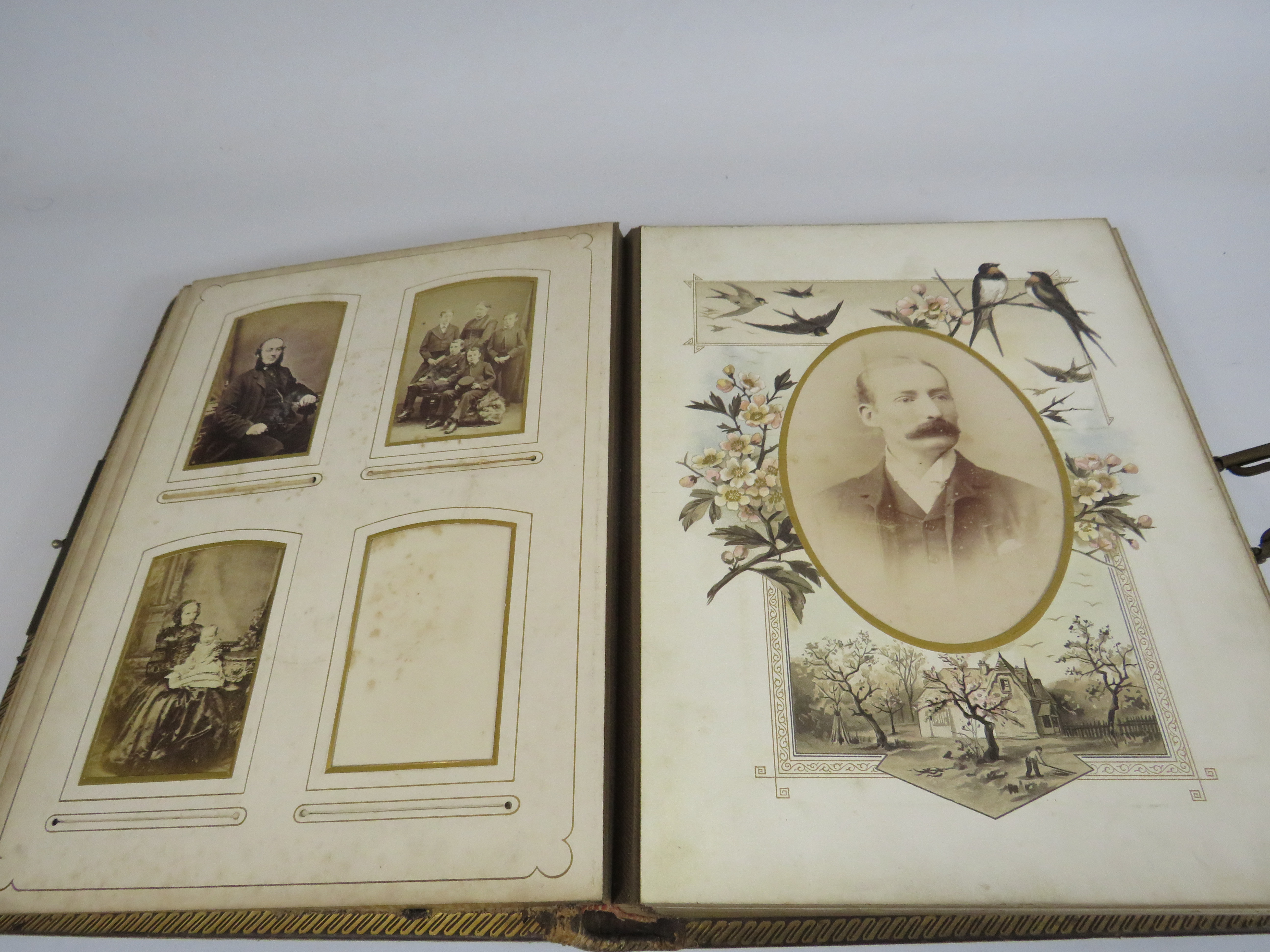 Antique leather photo album and a selection of antique photos, - Image 5 of 12