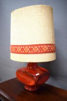 Mid 20th Century Lamp with hessian shade. Approx 22 inches tall. See photos. S2
